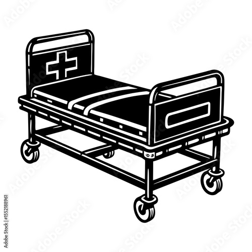 Find hospital bed stretcher vector illustration for medical emergency healthcare and patient transport needs
