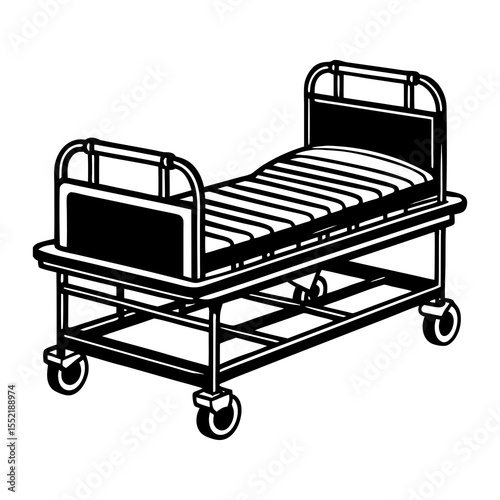 Hospital bed patient gurney medical equipment emergency room stretcher healthcare furniture illustration