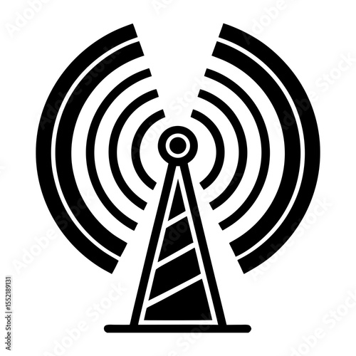 Telecommunication tower icon vector illustration for wireless signal and radio broadcasting network