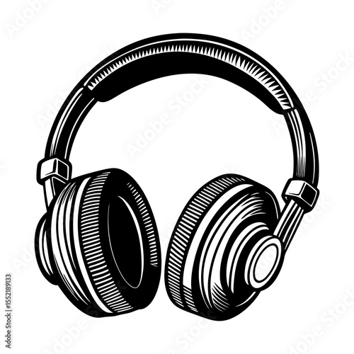 Headphones vector illustration, music listening device, audio equipment, sound, dj style, isolated design
