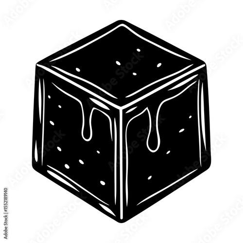 Isometric chocolate fudge brownie dessert vector illustration, delicious sweet food, bakery item, treat