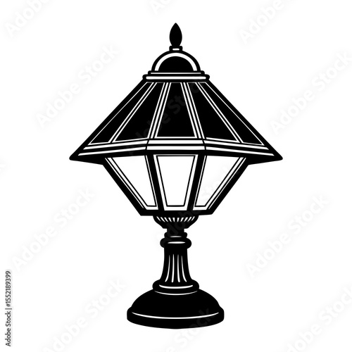 Vector image of vintage outdoor lantern light fixture for garden landscape lighting and decor needs