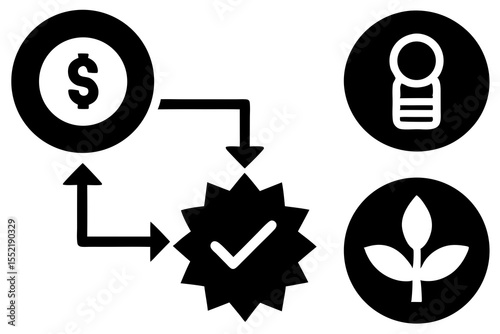 Step-by-Step Eco-Payment Process Vector Infographic – Sustainable Transaction Guide with Trust Badges