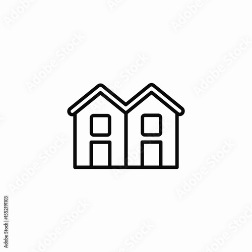 row house icon sign vector