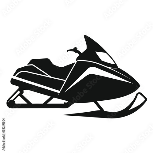 Black Winter Snowmobile Illustration of Riding Equipment, Recreation and Modern Motorized Sleds