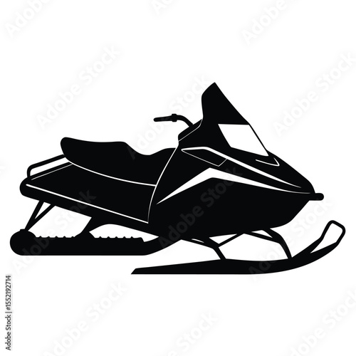 Side View of a Modern Snowmobile Silhouette, Winter Recreation and Adventure