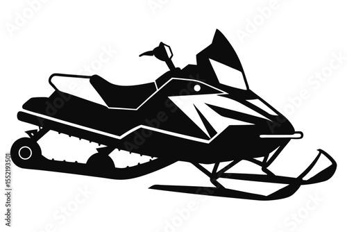 Vector illustration of a black snowmobile side view for winter activities fun