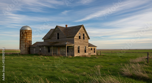 An old abandoned farmhouse in a rural area in Alberta, Canada