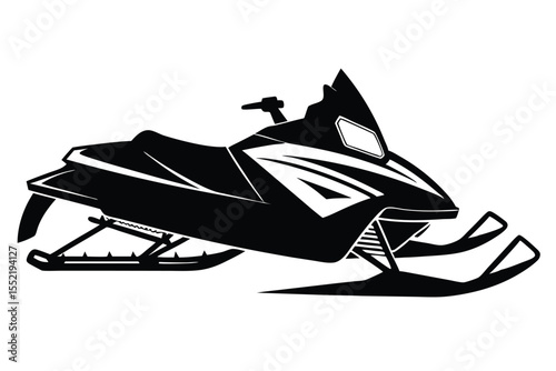 Bold Monochrome Silhouette of a Snowmobile with Intricate Detailing and Modern Design