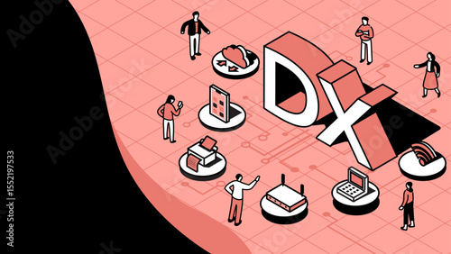 Digital Transformation (DX) Concept – Isometric Business Illustration