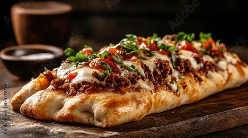 Wallpaper Mural A mouthwatering burrito filled with rich flavors and ingredients, beautifully garnished with fresh vegetables and herbs, showcasing the essence of delightful culinary artistry. Torontodigital.ca