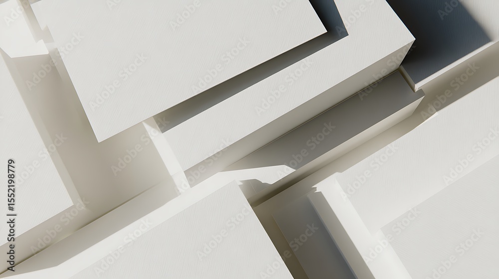 Fototapeta premium Abstract geometric shapes in white