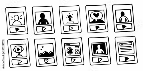 Vector Symbols for Digital Media, Streaming Services, and Online Content Delivery, Isolated on White.