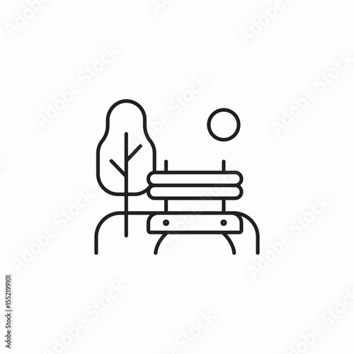 park bench tree icon sign vector