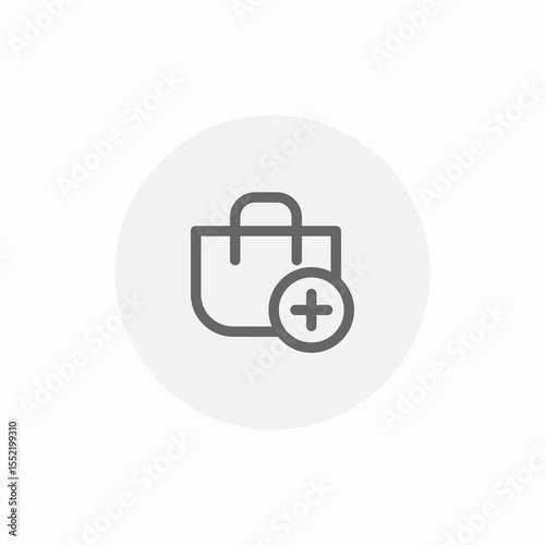 shopping bag plus add icon sign vector