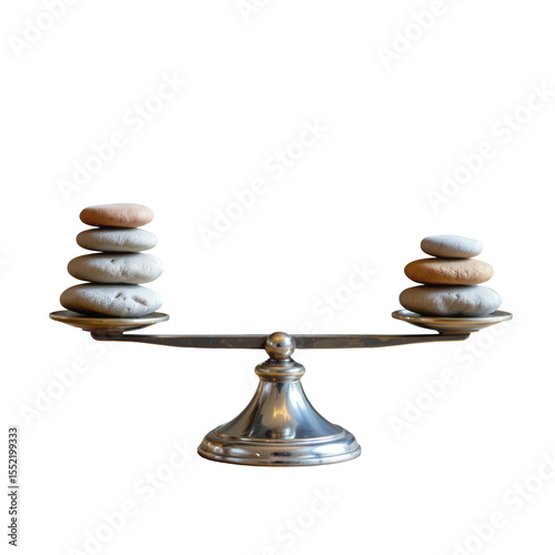 Balanced Stone Stacks on a Scale Representing Harmony and Stability in Nature and Life