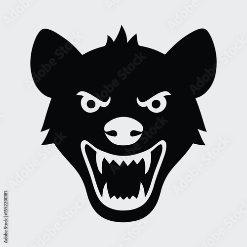 Silhouette Angry hyena head showing teeth expression animal Vector illustration