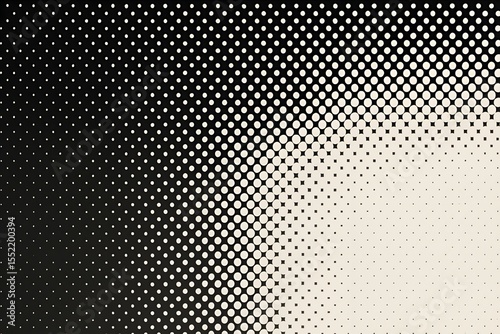 Halftone Dotted Black and White Gradient Background with Circle Pattern for Comic Book Style Effects, Vintage Design or Print Projects