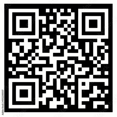 A standard black and white qr code for scanning information isolated on white background