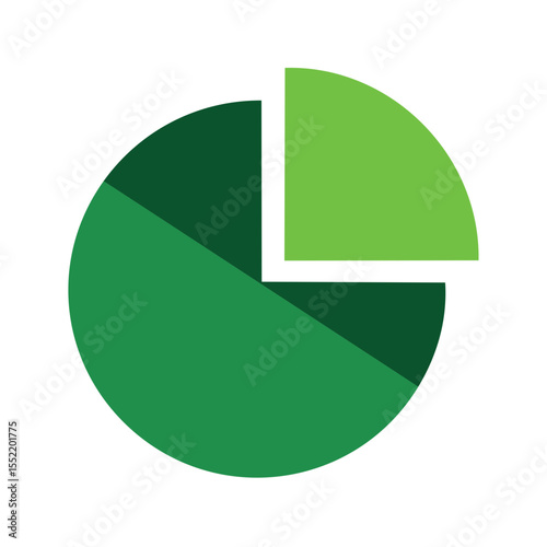 Green pie chart representing data distribution and statistical analysis for presentation use
