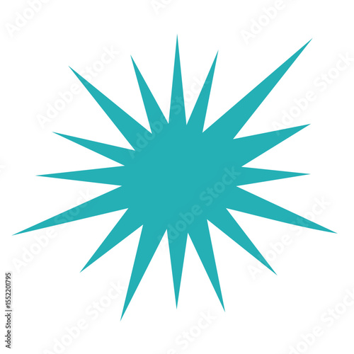 Geometric bursts of bright turquoise against stark black backing, simple flat vector art in a minimalist concept great for modern designs