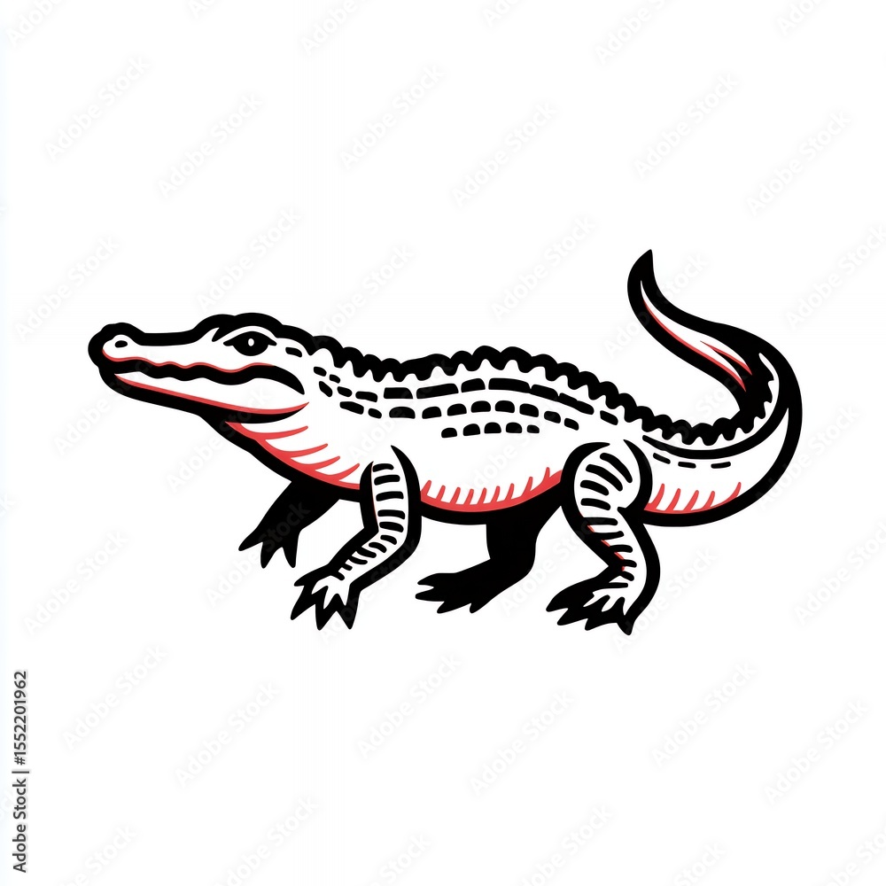Fototapeta premium alligator crocodile reptile cartoon mascot logo design silhouette illustration