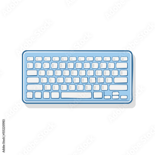 Blue computer keyboard illustration for typing or gaming needs in a digital or technology setting for work from home creative projects