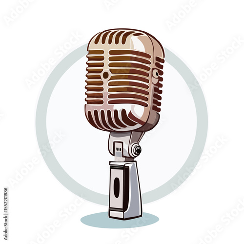 Vintage-Style Microphone Illustration for Broadcast Audio and Music Recording