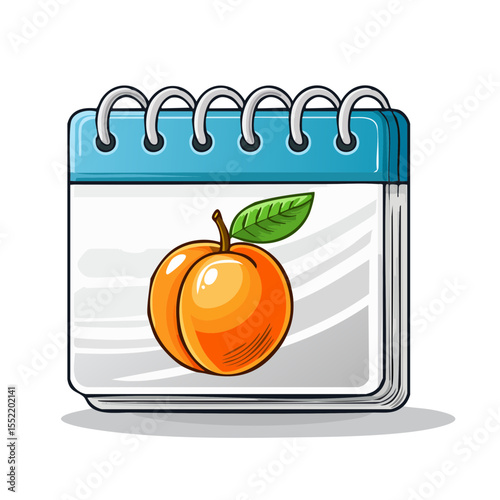 Peach themed calendar illustration for seasonal events and harvest schedule reminders with fresh fruit theme for fall