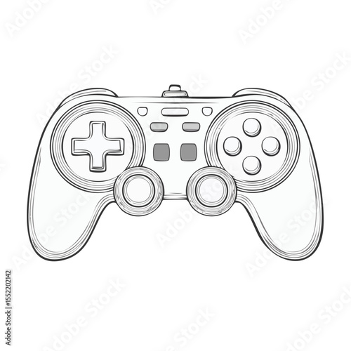 Video Game Controller Isolated Outline on Black, Modern Gaming Console, Player Interface