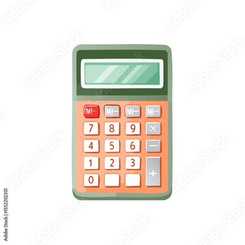 Illustration of a calculator with numbers and operation signs for calculations accounting and mathematical problem solving