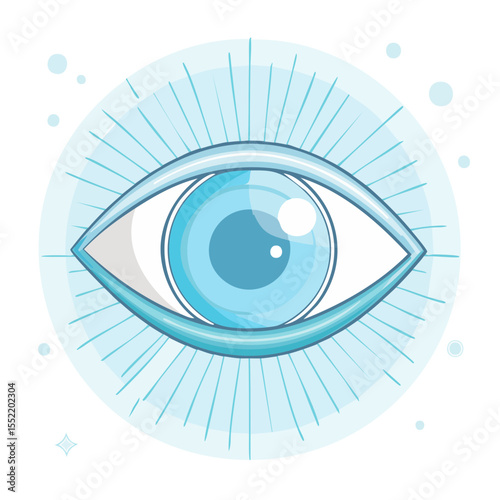 All Seeing Mystic Eye with Light Rays and Magical Atmosphere in Cartoon Style