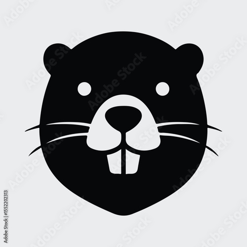 Silhouette beaver head simple graphic animal icon Vector illustration