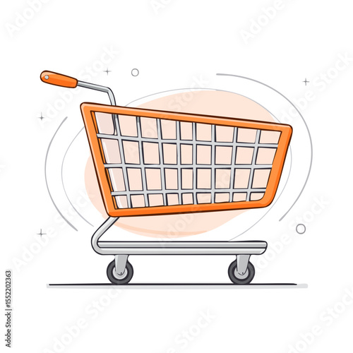 Orange shopping cart vector illustration for retail and grocery store design concept on black background marketing and business