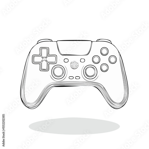 Modern Game Controller Illustration with Round Buttons and Directional Pad for Gaming
