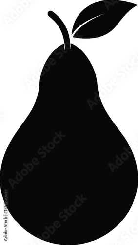Silhouette of a Pear A Simple, Elegant Vector Illustration of a Juicy Pear Fruit
