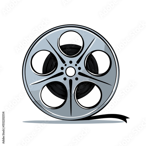Film Reel with Negative on Dark Background Depicts Cinematic Media and Entertainment