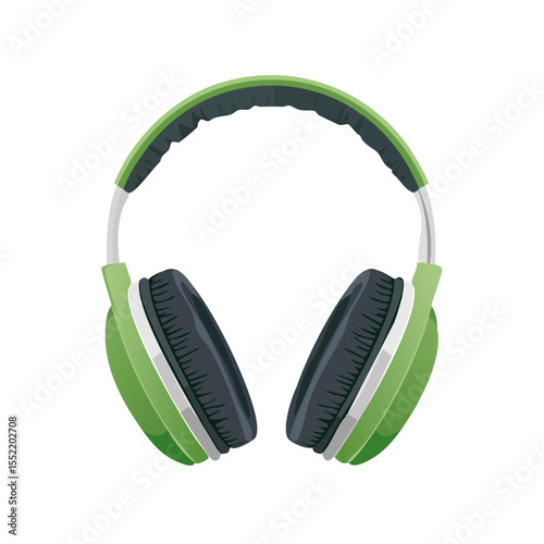 Green Over-Ear Headphones on Black Background for Audio, Music and Sound Design