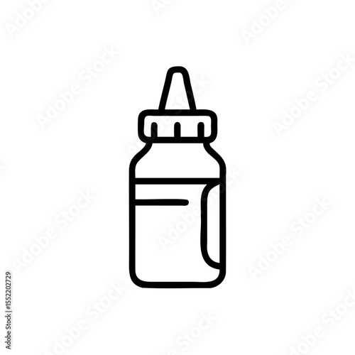 Handdrawn Outline Icon of a Small Reagent Bottle with a Narrow Neck and Cap in a Laboratory Setting