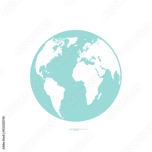 Earth Globe Graphic in Light Blue and White Flat Design Simple Vector Illustration Continents and Oceans