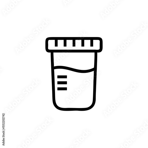 Handdrawn Lineart Sample Cup Laboratory Specimen Container Icon vector