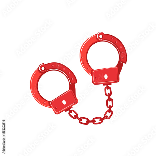 Crimson Handcuffs Isolated on Black Background Depicting Law Enforcement, Crime, or Restriction Concepts