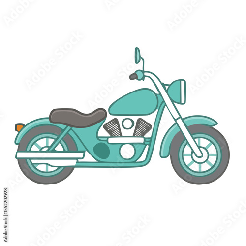 Stylish blue motorcycle vector illustration minimalist design classic vehicle transportation cruiser style isolated on black background hobby concept