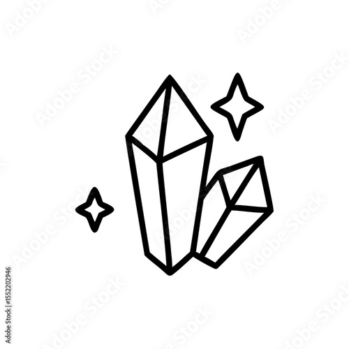Handdrawn Line Art Crystals Gemstones Laboratory Science vector