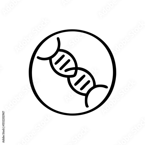 Handdrawn D N A Helix Icon in Circle Line Art Laboratory Science Genetics Biology Research