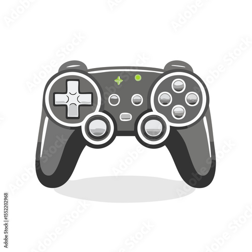 Illustrated Gray Video Game Controller on Black Background for Entertainment