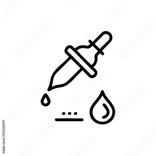 Handdrawn Lineart Dropper Icon Laboratory Science Experiment Liquid Drop pipette