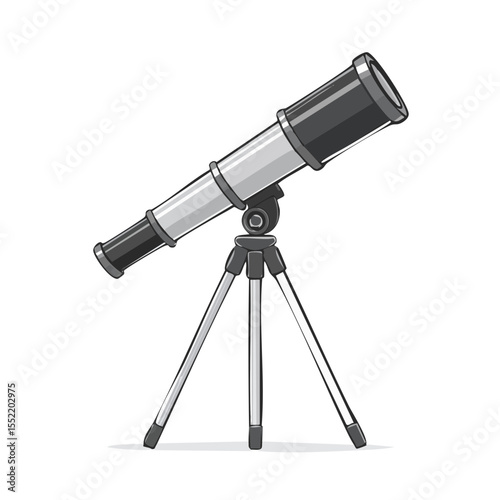 Astronomical Telescope on Tripod for Stargazing and Space Exploration Cartoon Illustration isolated on Black Background