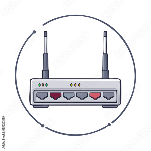 Wireless Router Modem Illustration for Internet Connectivity and Network Signal