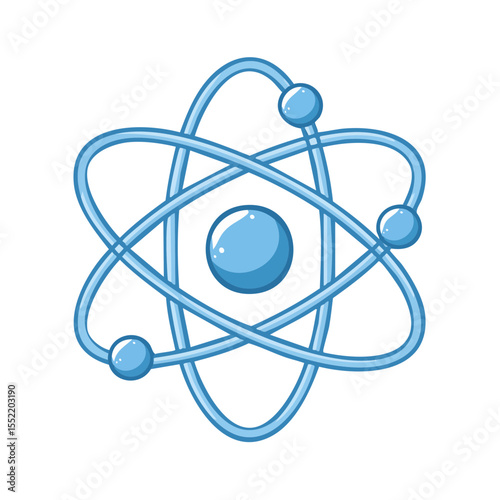 Stylized Blue Atom Model Illustration on Black Backdrop